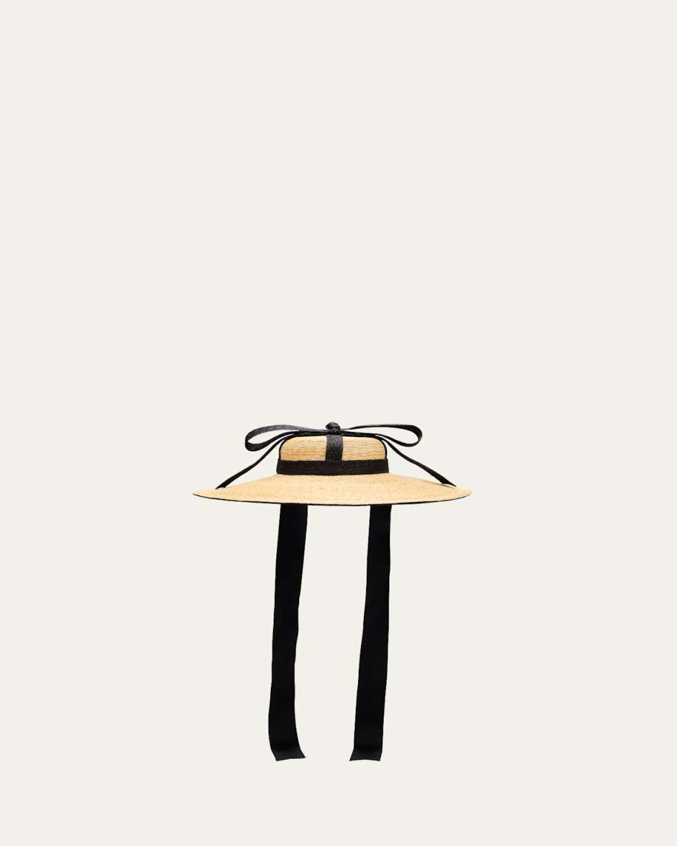 Riviera Bow Large-Brim Straw Hat